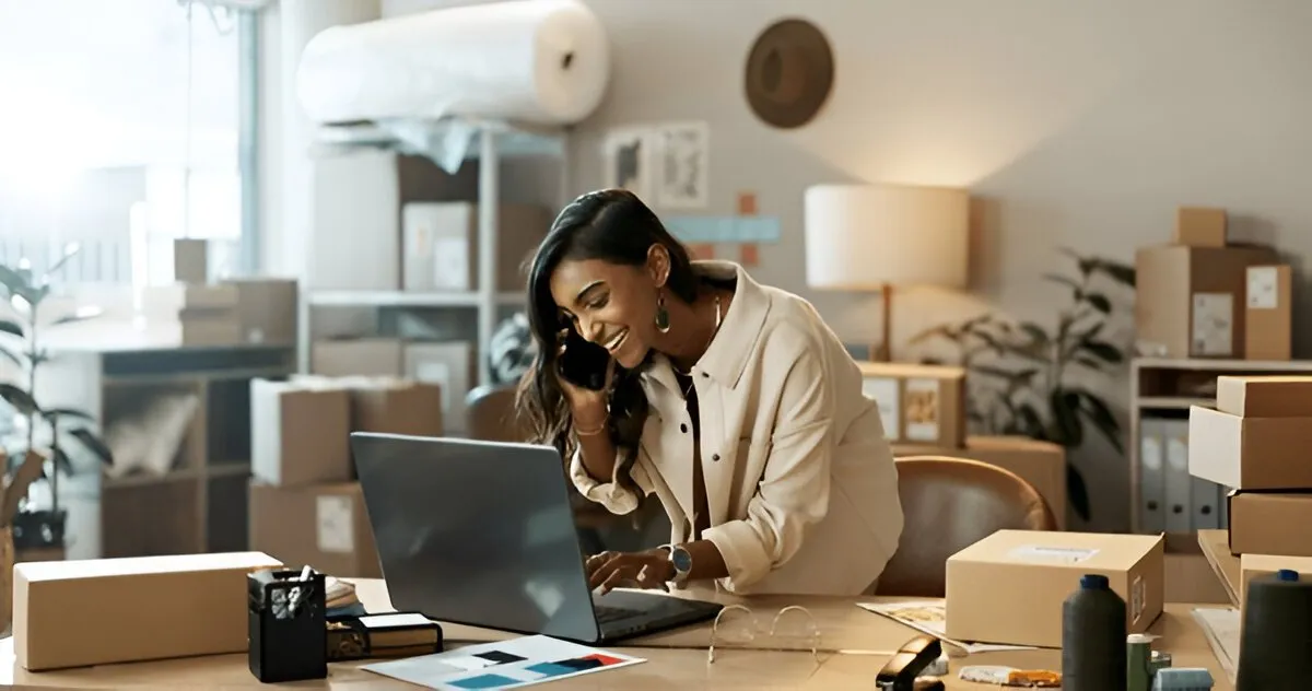 A business owner managing sales using professional eCommerce website development services.